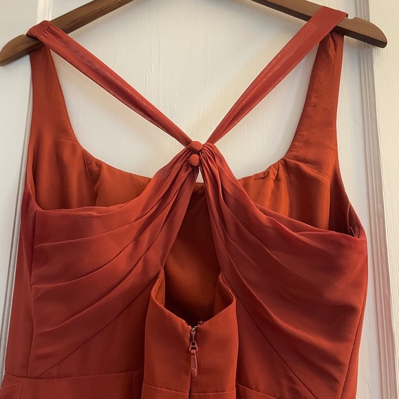 AZAZIE Mero Terracotta Sheath Pleated Chiffon Bridesmaid Dress - Picture 5 of 8